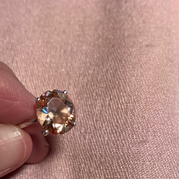 Lab Created Morganite Ring set in Sterling Silver - Picture 1 of 7